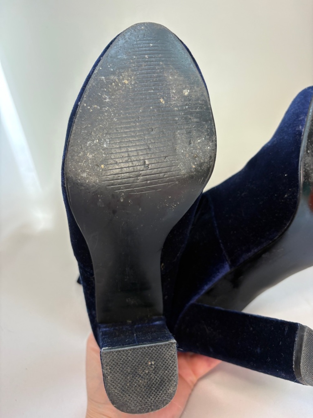 Steve Madden Brisk-V Navy Velvet Sock Booties Size 8.5 - Picture 6 of 9